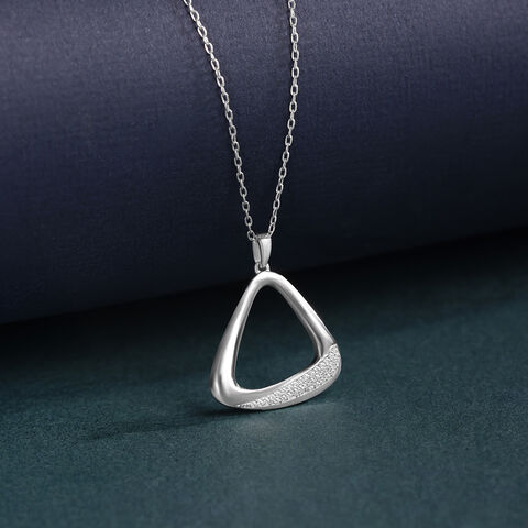 Sleek Triangle Silver Necklace