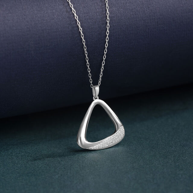 Sleek Triangle Silver Necklace,,hi-res image number null
