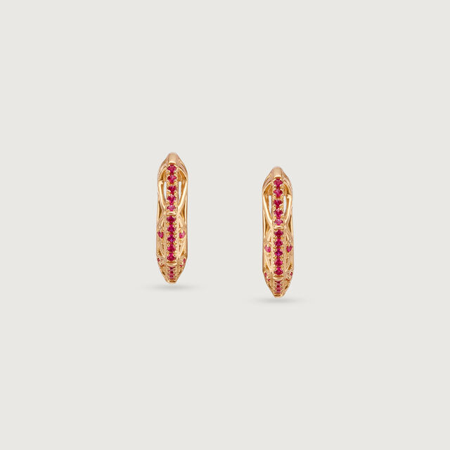 Dual Radiance Ruby & Diamond Hoop Earrings,,hi-res image number null