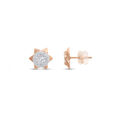 14 KT Rose Gold Sunflower Diamond Stud Earrings,,hi-res view 2