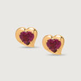 Valentine's Veil 14KT Gold & Pink Garnet Stud Earring,,hi-res view 3