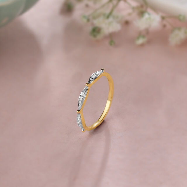 Mystic Curvature 14KT Gold & Diamond Finger Ring,,hi-res image number null