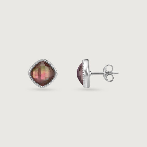 Mystic Glow Quartz Silver Stud Earrings