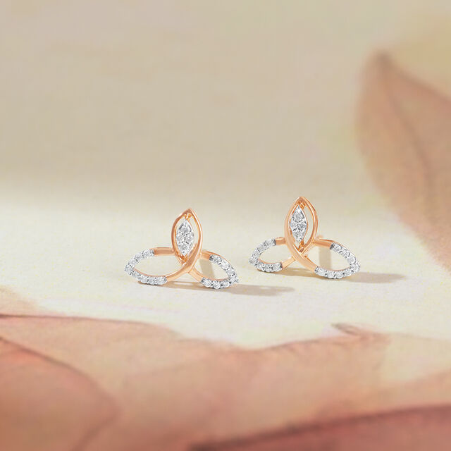 Loop Elegance Gold & Diamond Stud Earrings,,hi-res image number null