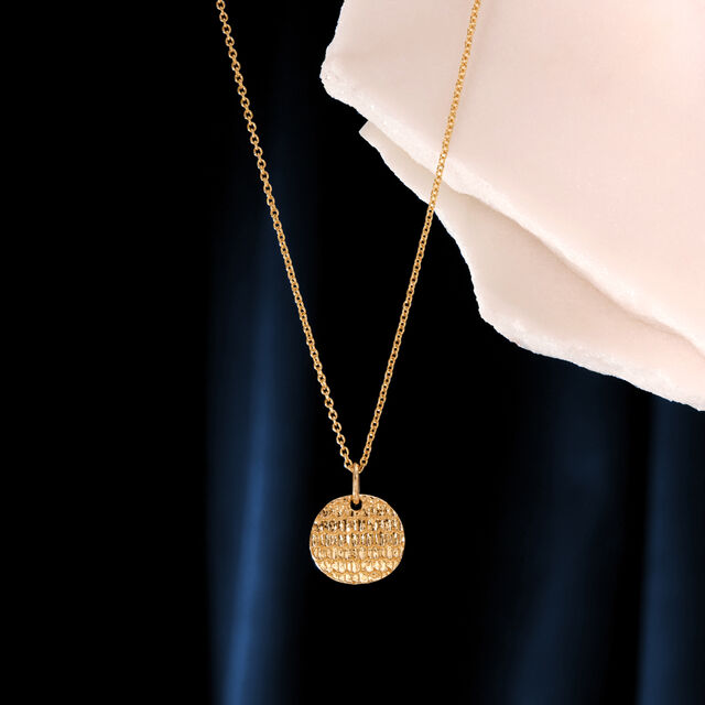 Textured Gold Coin Necklace,,hi-res image number null