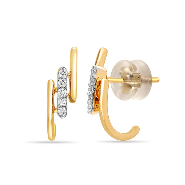 14Kt Yellow Gold Break Barriers Diamond Hoop Earring,,hi-res view 3