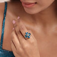 Ethereal Midnight Majesty 14KT Diamond &  London Blue Topaz Finger Ring,,hi-res view 2