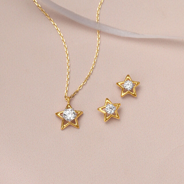 Stellar Sparkle 14Kt Gold Necklace Set,,hi-res image number null