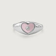 Mother of Pearl Heart Silver Ring,,hi-res view 2