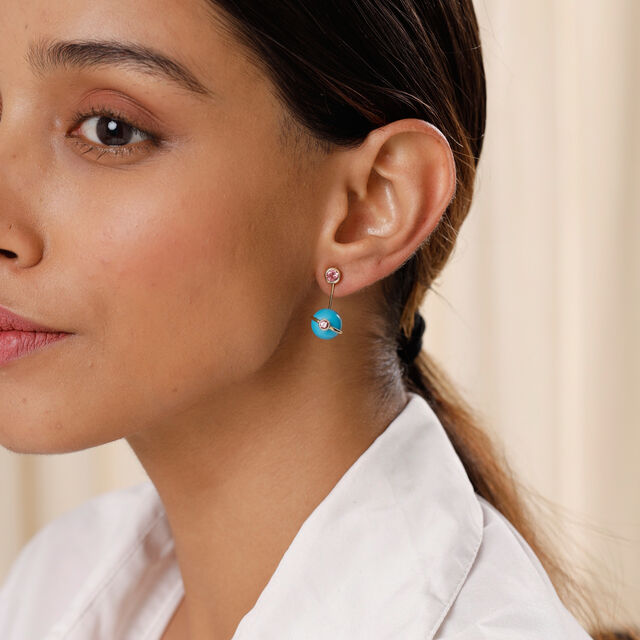 Galactic Glamour 14KT Medium Pink Tourmaline Jacket Drop Earrings,,hi-res image number null