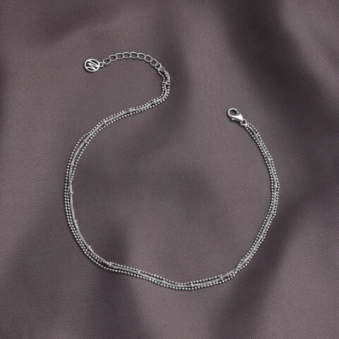Layered Modern Silver Anklet
