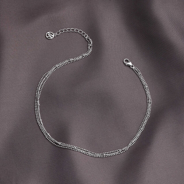 Layered Modern Silver Anklet,,hi-res image number null