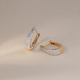 Modern Twist Gold & Diamond Hoop Earrings,,hi-res view 1