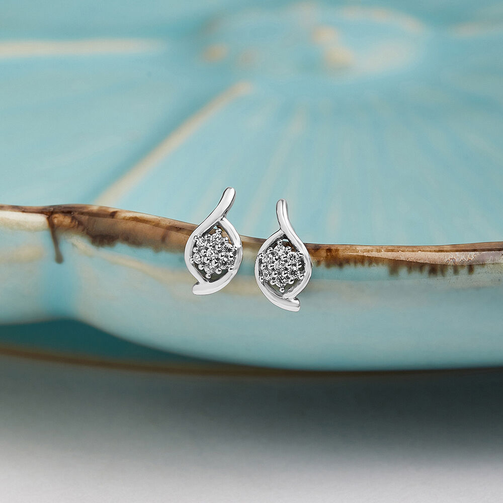 Buy Delicate Bloom Silver Stud Earrings Online Mia by Tanishq