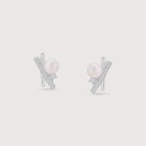 Gleam Cross Silver Stud Earrings