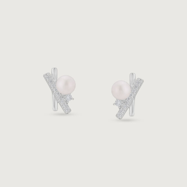 Gleam Cross Silver Stud Earrings,,hi-res image number null