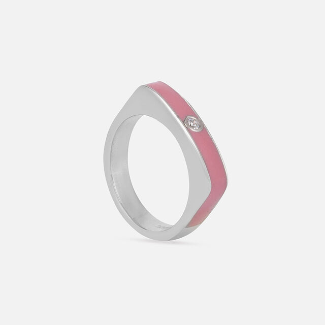 Pink Edge Silver Finger Ring,,hi-res image number null