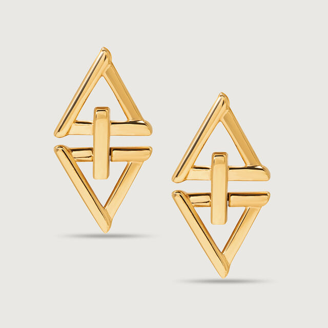 Elevated Goat Triangle Link 18 KT Drop Earrings,,hi-res view 3