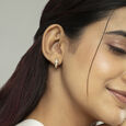 Geometric Chic Gold & Diamond Hoop Earrings,,hi-res view 2
