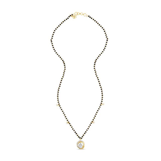14KT Yellow Gold Interlaced  and Diamond Mangalsutra,,hi-res view 4