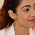 Twinkle Tango 18KT Arizona Turquoise Hoop Drop Earrings,,hi-res view 2