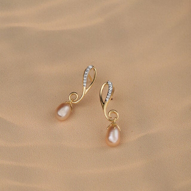 Paisley Cascade 14KT Diamond & Pearl Drop Earrings,,hi-res image number null