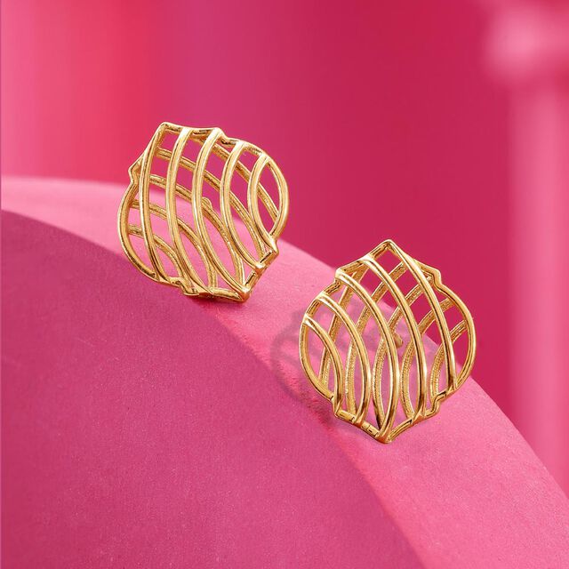 Bold Mesh Gold Stud Earrings,,hi-res image number null