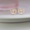 Heart Glow Gold & Diamond Stud Earrings,,hi-res view 1