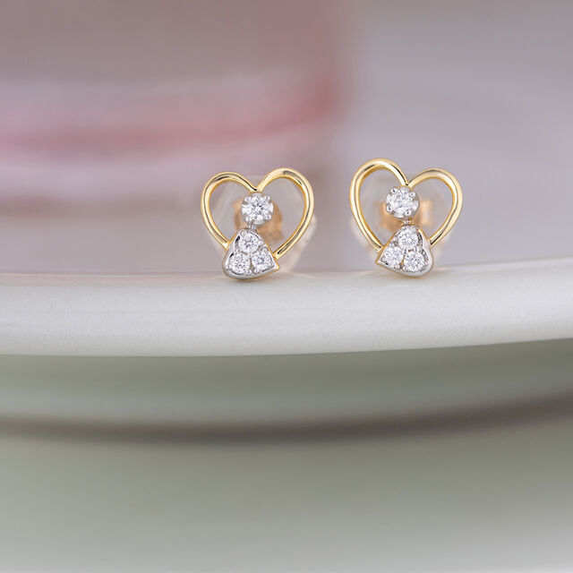 Heart Glow Gold & Diamond Stud Earrings,,hi-res image number null