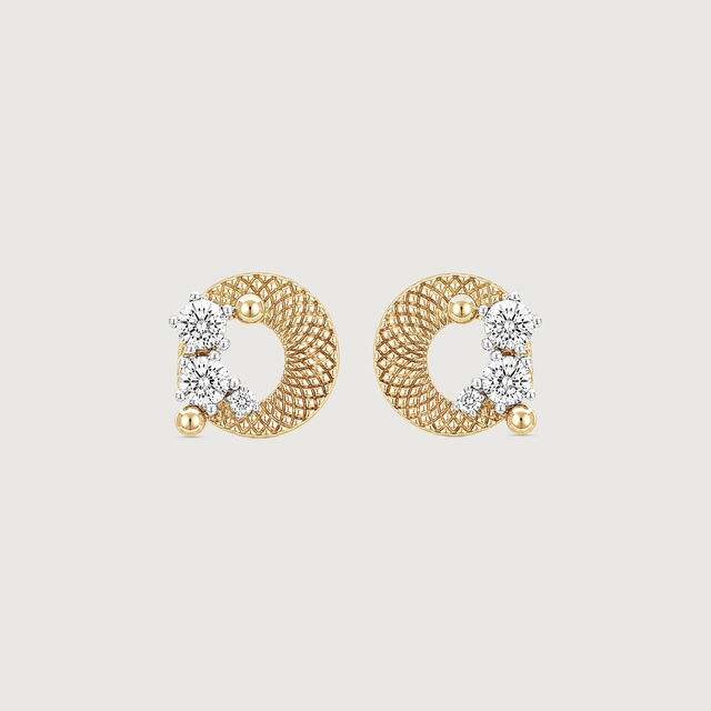 Textured Orbit Diamond Stud Earrings,,hi-res image number null