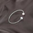 Chic Braided Pearl Silver Bangle,,hi-res view 1