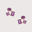 Violet Symphony Amethyst & Gold Stud Earrings,,hi-res view 3