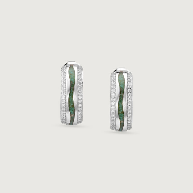 Mosaic Magic Silver Hoop Earrings,,hi-res image number null