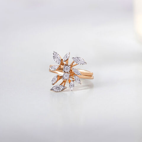 Leaf Whisper Gold and Diamond Finger Ring