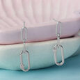 Linked Elegance Silver Drop Earrings,,hi-res view 1