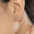 Elegant Petal Gold & Diamond Stud Earrings,,hi-res view 2