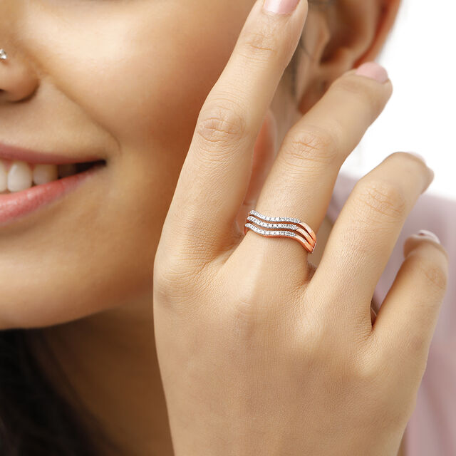 14KT Triple Layered Delicate Rose Gold Ring,,hi-res image number null