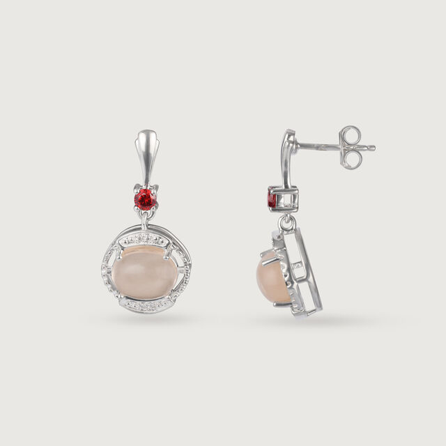Peach Chalcedony Silver Drop Earrings for Women,,hi-res image number null