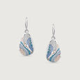 Mother of Pearl Wave Silver Hoop Earrings,,hi-res view 4