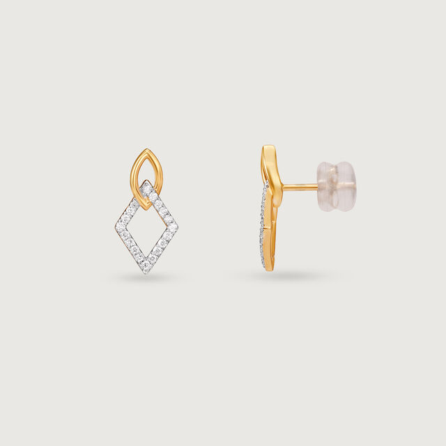 Minimalist Charm Gold & Diamond Drop Stud Earrings,,hi-res image number null