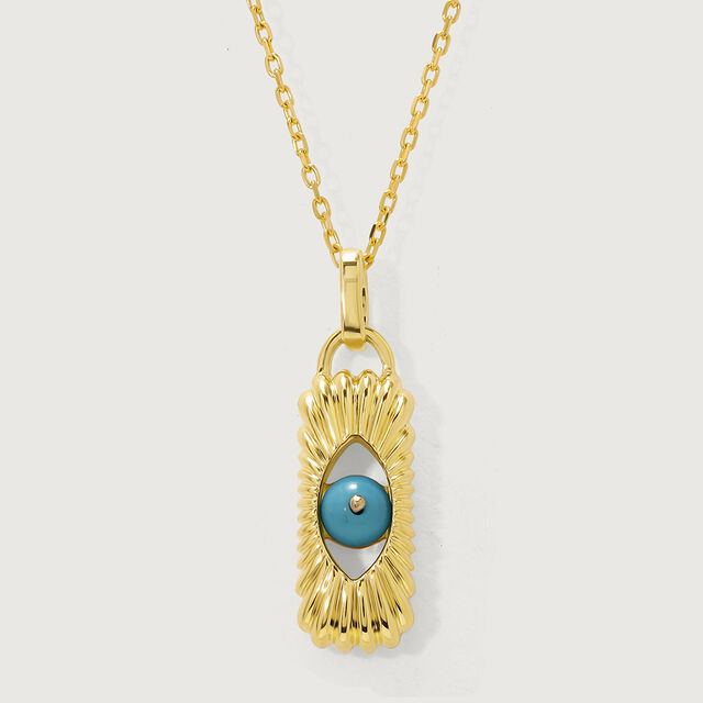 Spirited Elegance 18KT Gold Chain Turquoise Pendant with chain,,hi-res image number null