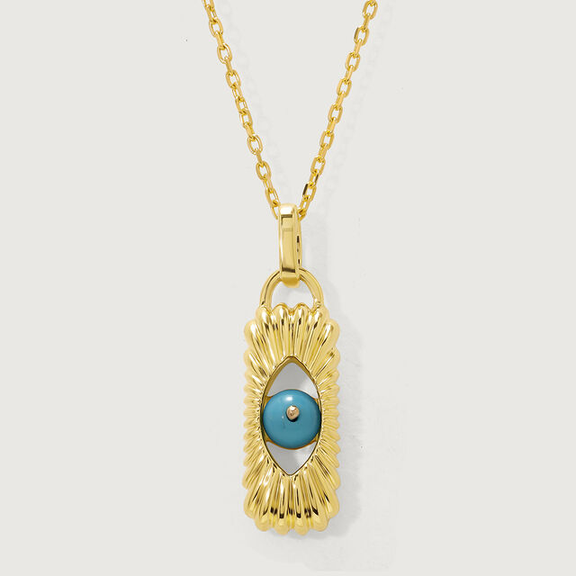 Spirited Elegance 18KT Gold Chain Turquoise Pendant with chain,,hi-res view 3
