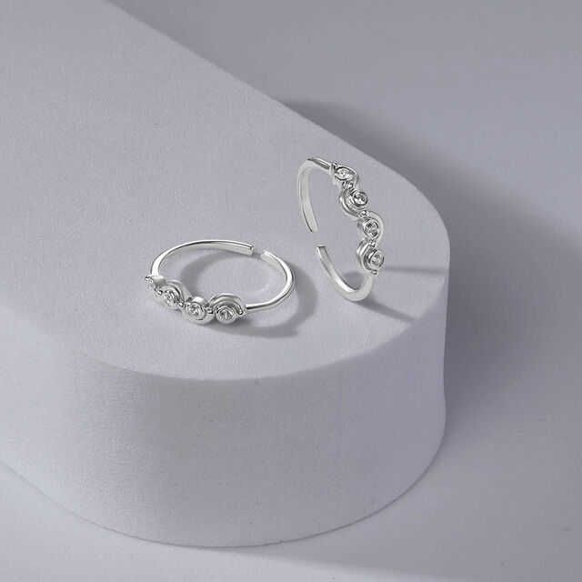 Dainty Gleam Silver Toe Rings,,hi-res image number null