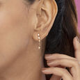 Sequin Glam Gold & Diamond Drop Earrings,,hi-res view 2