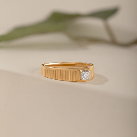 Grid Vibe Gold & Diamond Finger Ring for Men