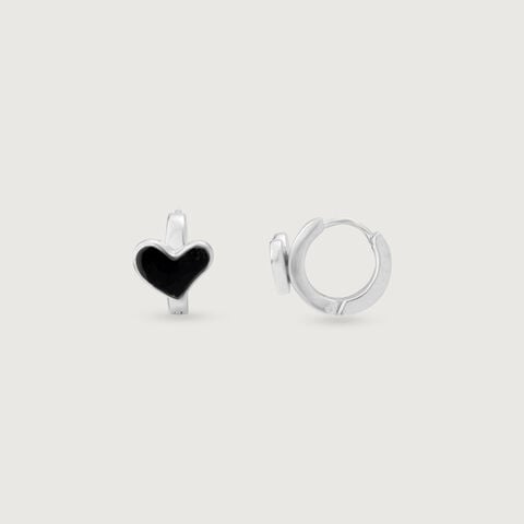 Chic Heart Silver Hoop Earrings