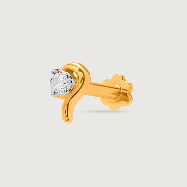 14KT Yellow Gold Diamond Nose Pin,,hi-res image number null