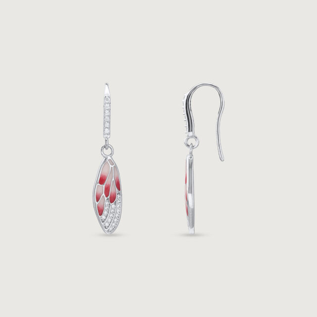 Blush Wing Silver Hoop Earrings,,hi-res image number null