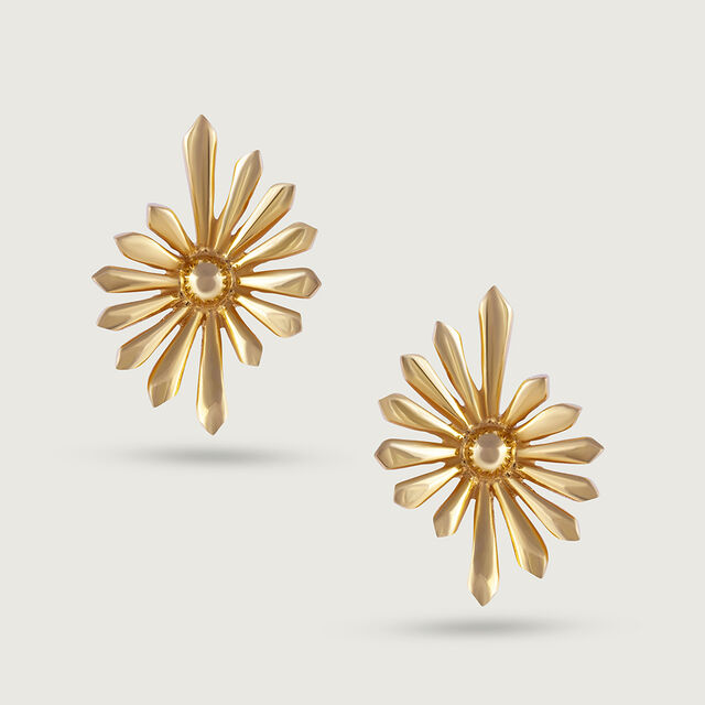 Dazzling Sunburst Gold Stud Earrings,,hi-res image number null