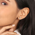 Moonlight Serenade 14KT Crescent Moon Diamond Stud Earring,,hi-res view 2